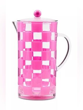 MacKenzie-Childs Pink Check Acrylic Pitcher NWT